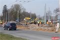 Stavba nové křižovatky a opravy komunikace v Borské u nového depa PMDP. 