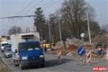 Stavba nové křižovatky a opravy komunikace v Borské u nového depa PMDP. 