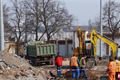 Stavba nové křižovatky a opravy komunikace v Borské u nového depa PMDP. 