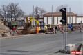 Stavba nové křižovatky a opravy komunikace v Borské u nového depa PMDP. 