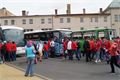 Odjezd fanoušků FC Viktoria Plzeň do Prahy.