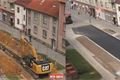 V průběhu a po. Na snímku je vidět postup prací během zhruba tří týdnů.
