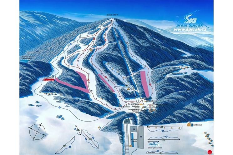 mapa upravených sjezdovek Špičák mapa upravených sjezdovek Špičák
