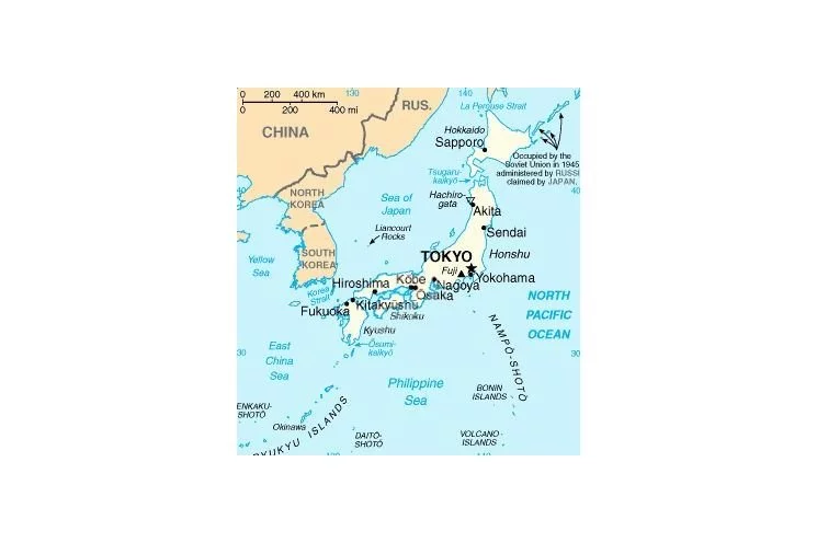 Japonsko, mapa