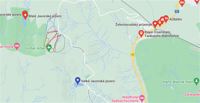 mapa velke javorske jezero