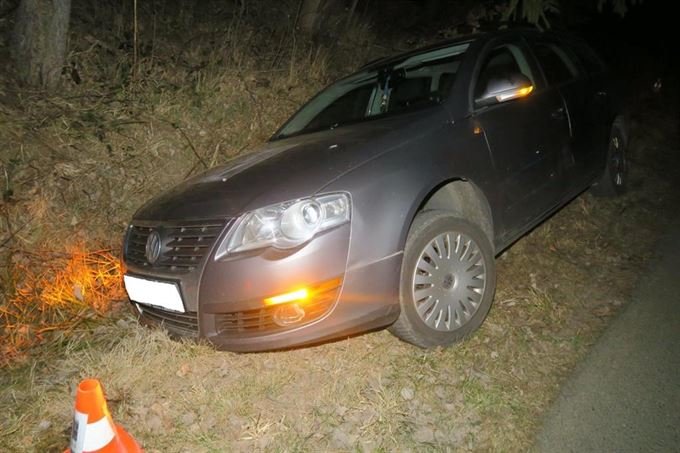 Auto v příkopu_lesní zvěř_foto PČR_2
