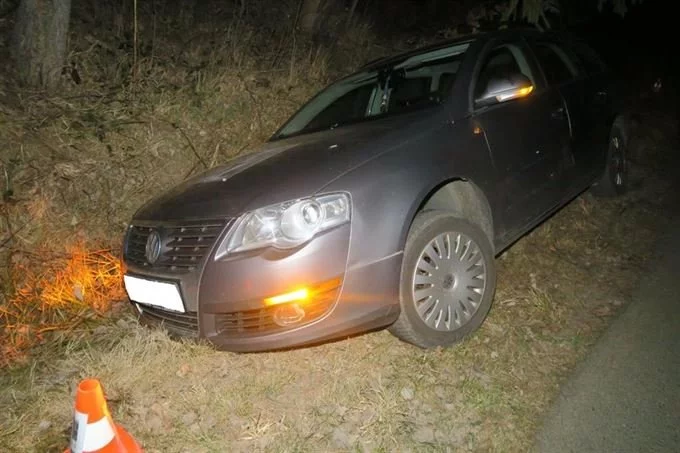 Auto v příkopu_lesní zvěř_foto PČR_2