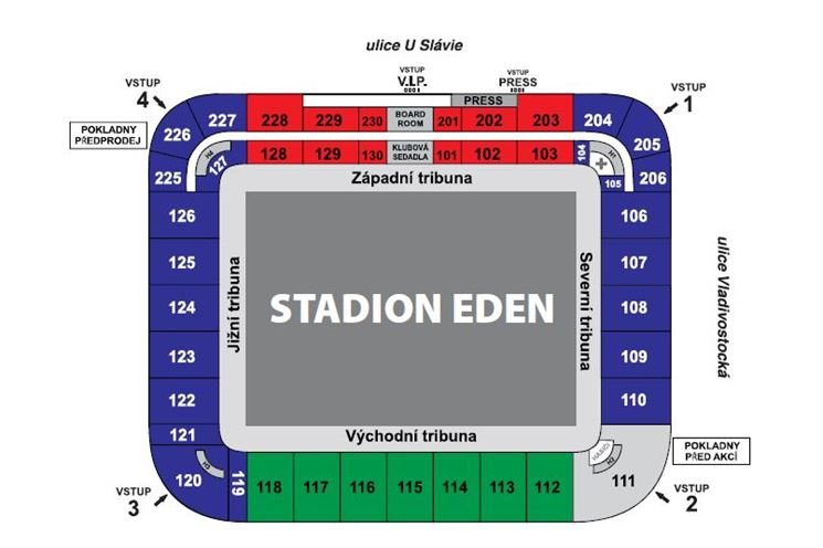 plánek stadionu v Edenu