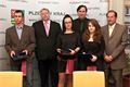 Předání cen, zleva: oceněný P. Novák, hejtman M. Chovanec, S.Křížková, náměstek I. Grüner, K. Šimůnková a náměstek J. Struček.