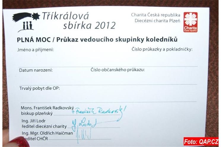 přední strana průkazu s údaji o vedoucm sbírky