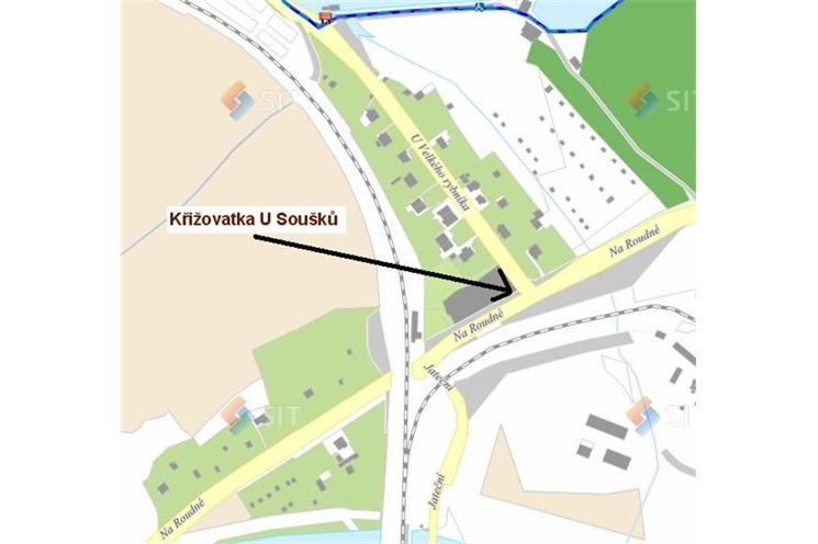 Mapa křižovatky U Soušků