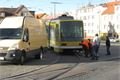 Tramvaj vykolejila na konečné linky číslo 1 na náměstí Milady Horákové.